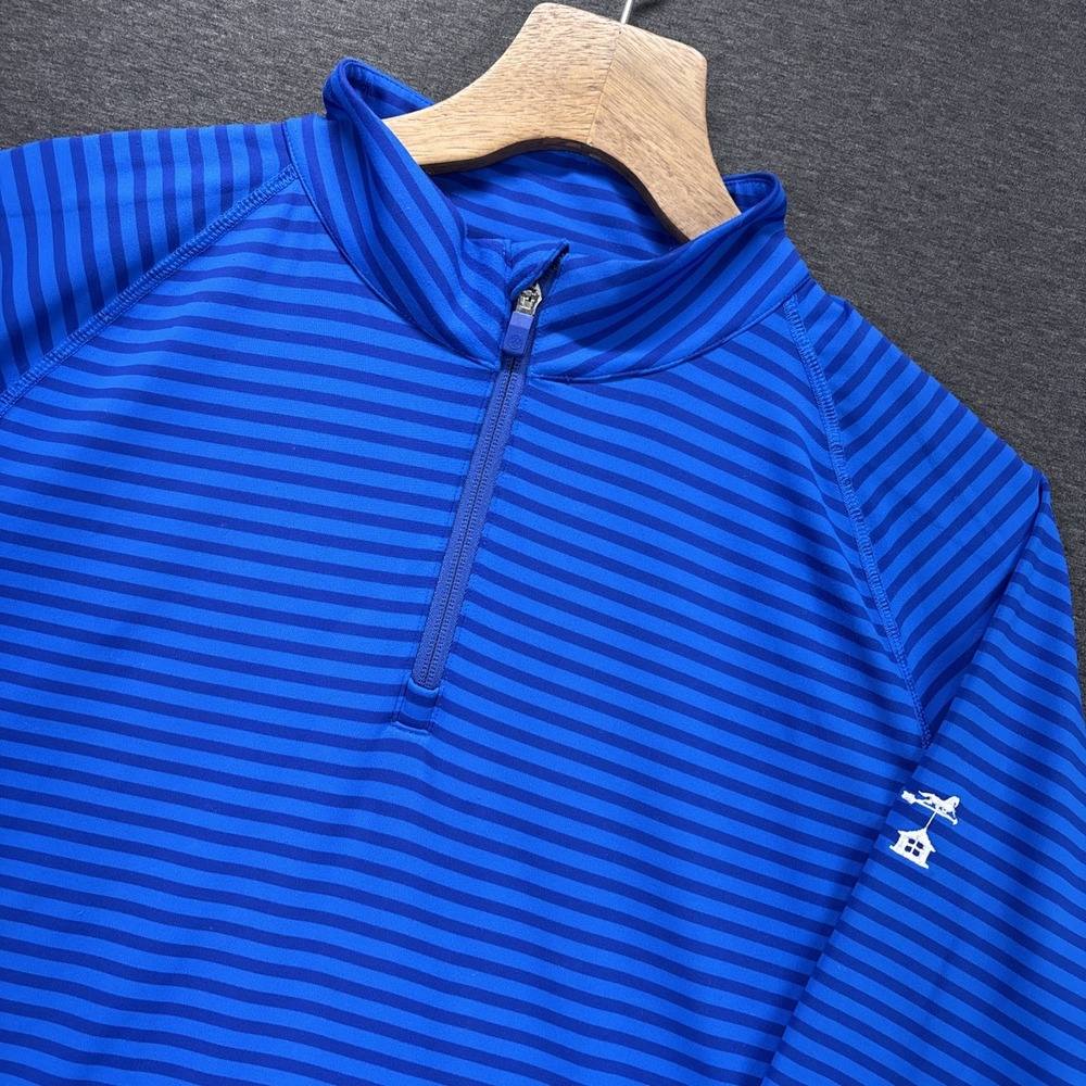 G/Fore Pullover Mens XL Quarter Zip Golf Sweater Blue Striped Performance